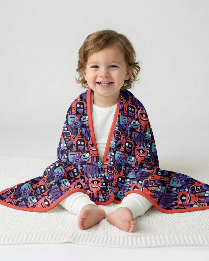 Halloween Multi Eyed Monsters Bamboo Blanket