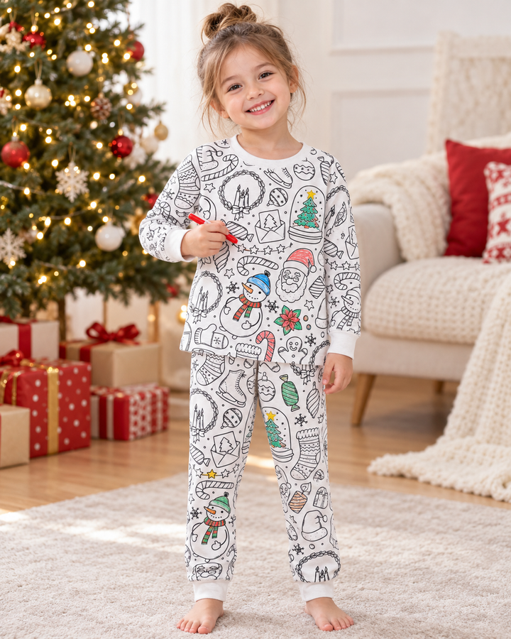 Christmas Colorable Bamboo Two Piece Pyjamas Set