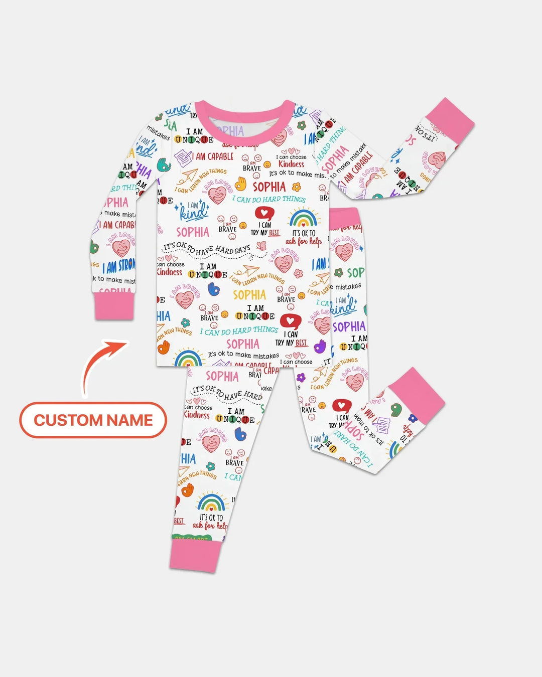 Daily Affirmations Matching Mommy & Baby Bamboo Two Piece Long Sleeve Pajama Set