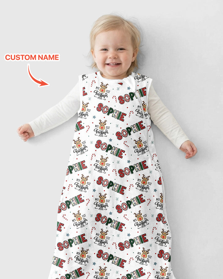 Custom Name "My First Christmas 2026" - Bamboo Sleep Bag (S)