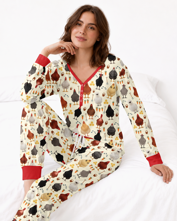 Little Chicken Farmer Bamboo Women Pajama Set