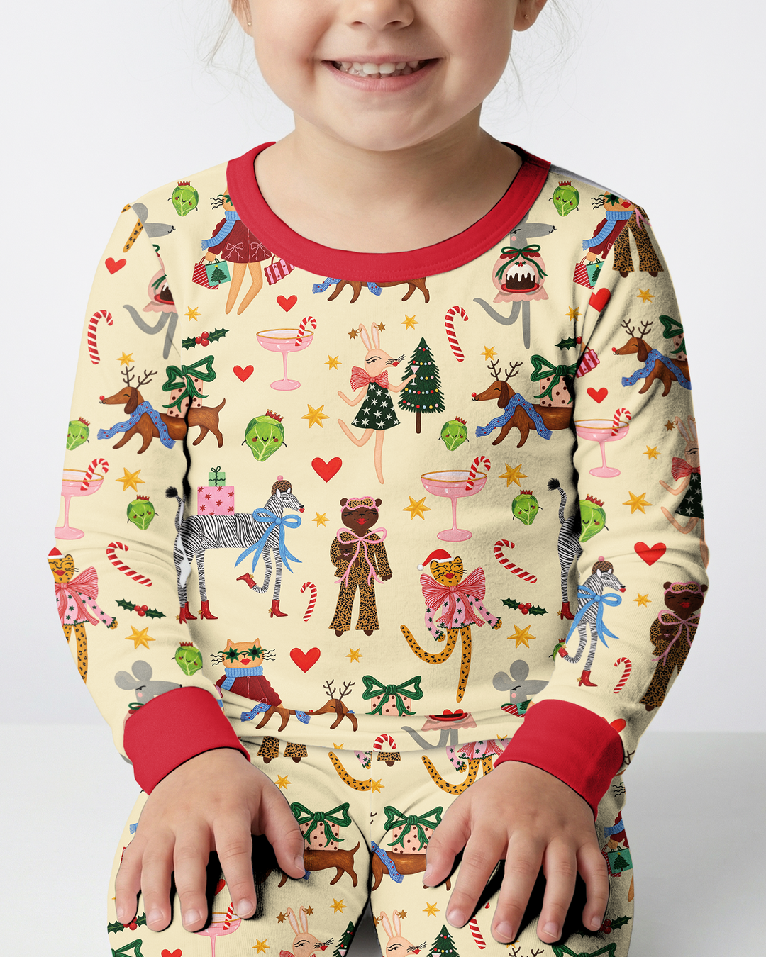 Animals Christmas Bamboo Two Piece Long Sleeve Pajama Set