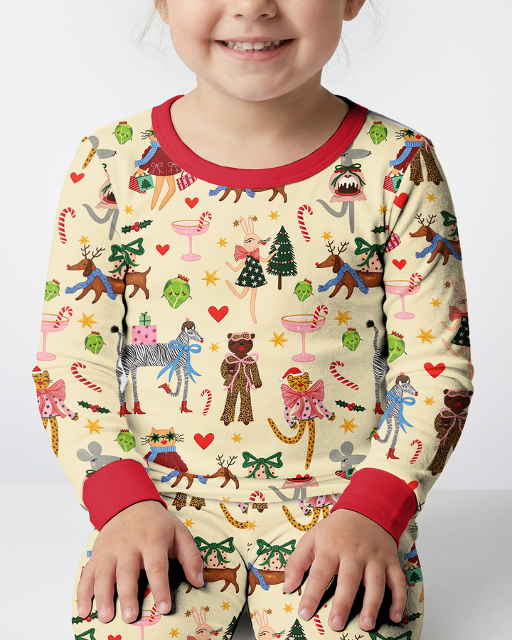Animals Christmas Bamboo Two Piece Long Sleeve Pajama Set