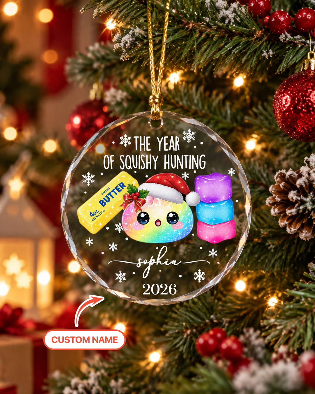 The Year Of Squishy Hunting Glass Ornament