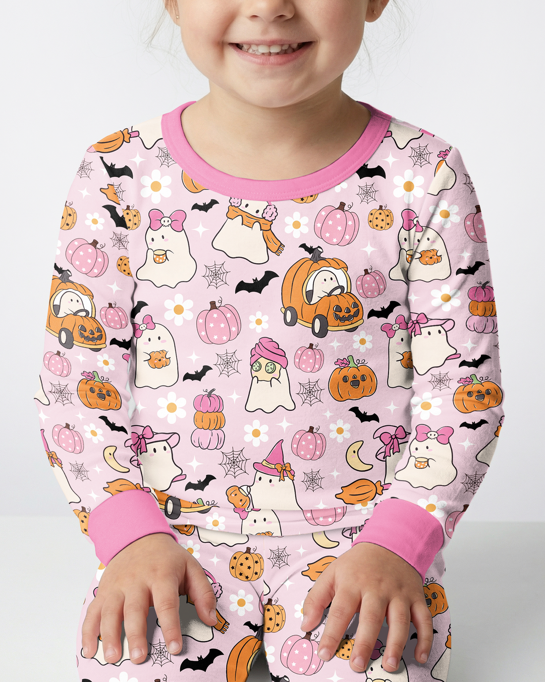 Pink Boo Patch Bamboo Two Piece Long Sleeve Pajama Set
