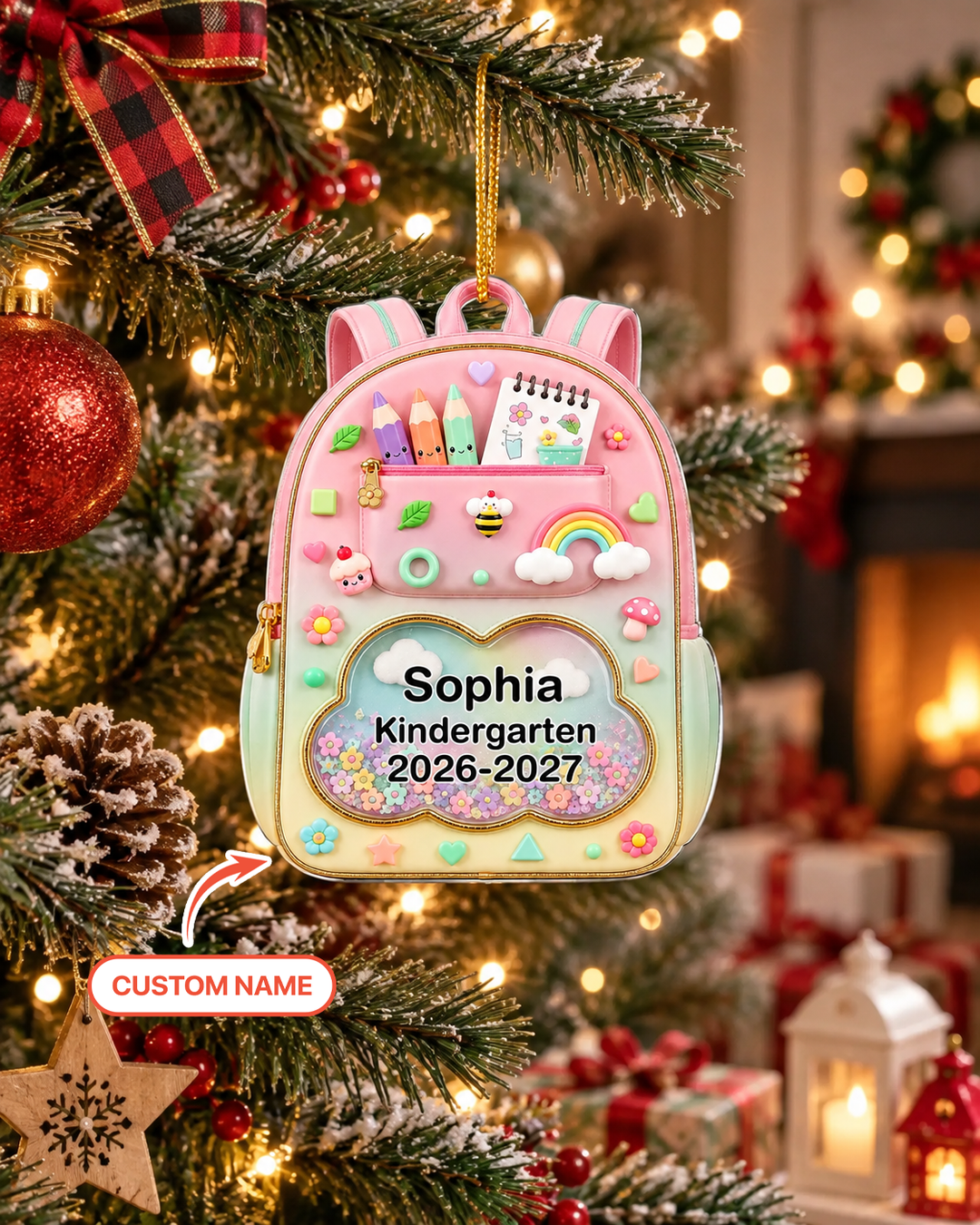 Kids School Backpack Acrylic Ornament