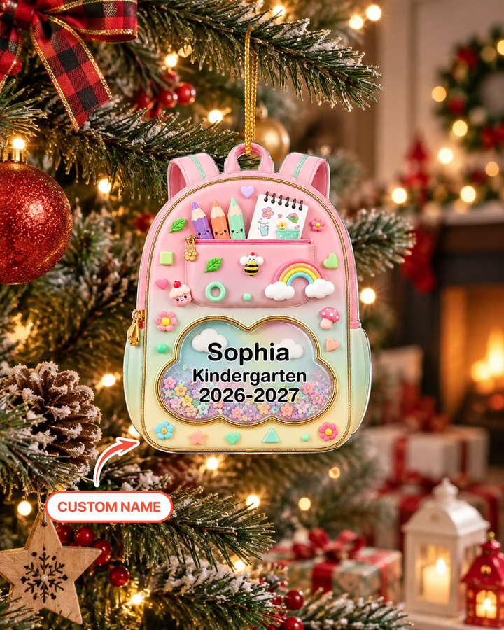 Kids School Backpack Acrylic Ornament