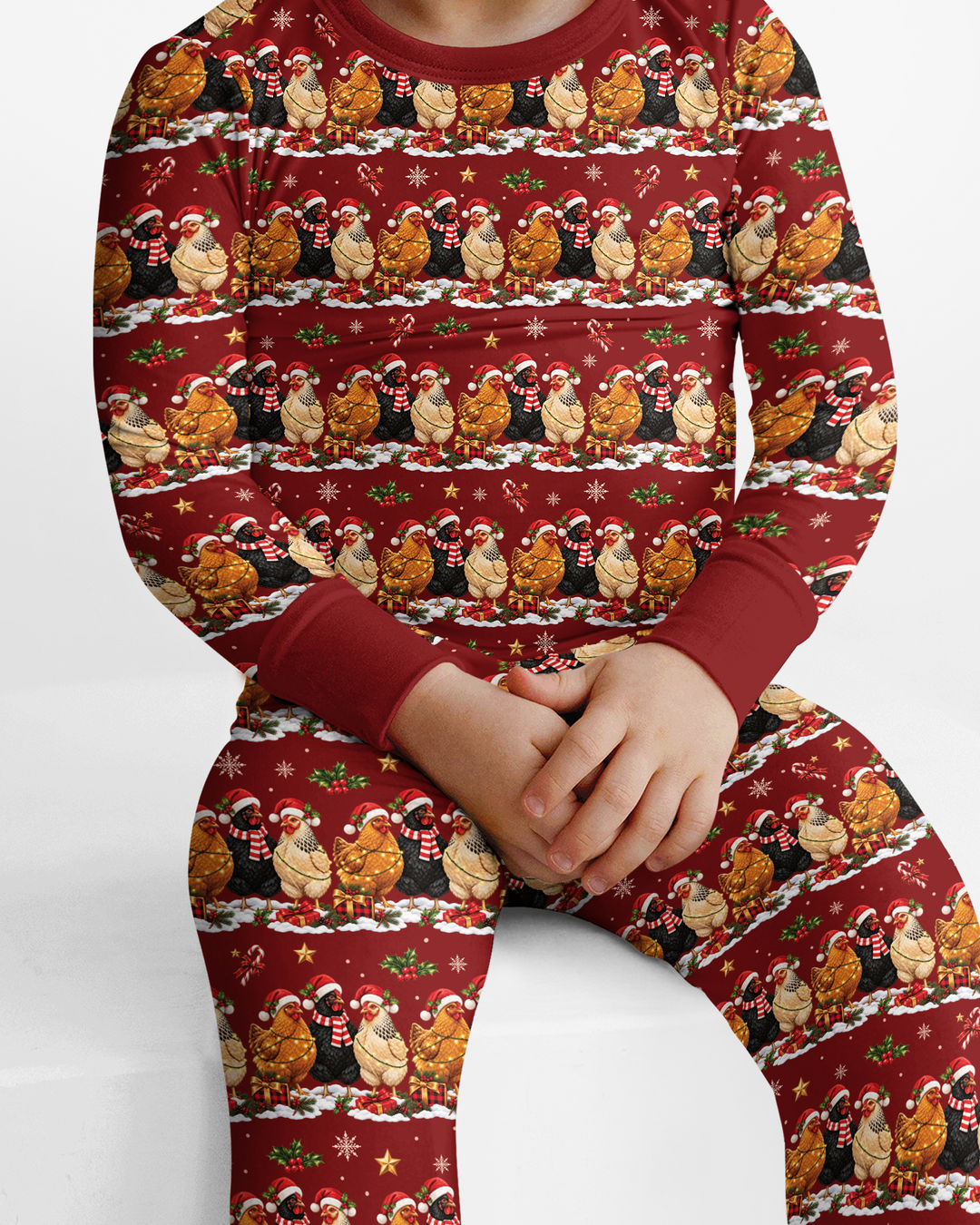 Farm Chicken Christmas Bamboo Two Piece Long Sleeve Pajama Set