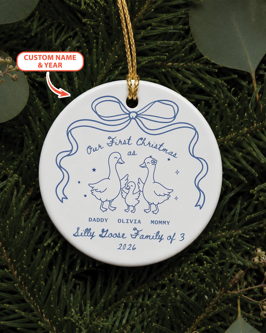 First Christmas Silly Goose Family Ceramic Ornament