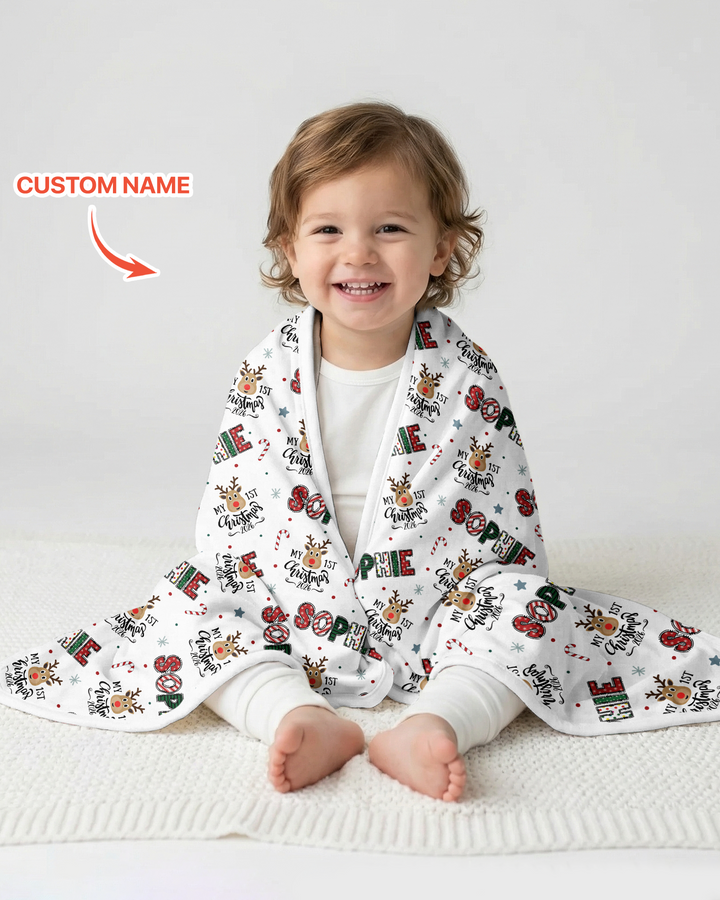 Custom Name "My First Christmas 2025" - Bamboo Blanket (S)