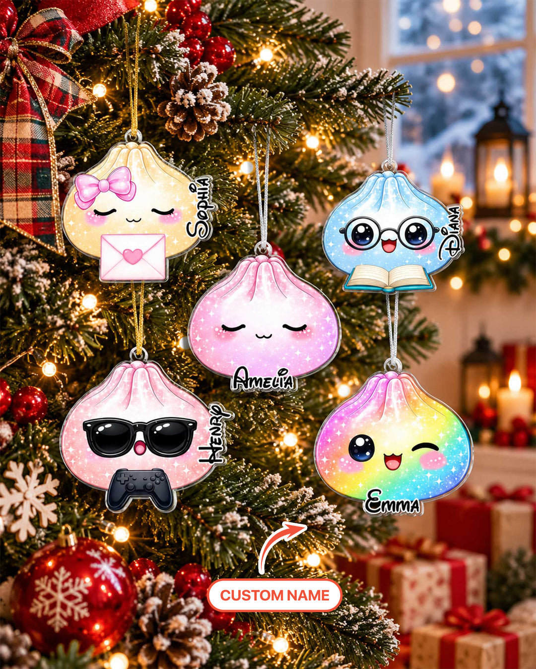 Merry Little Dumplings Personalized Acrylic Ornament