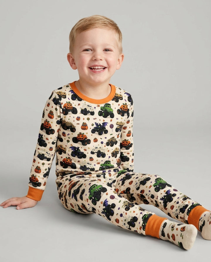 Spooky Monster Truck Bamboo Two Piece Long Sleeve Pajama Set