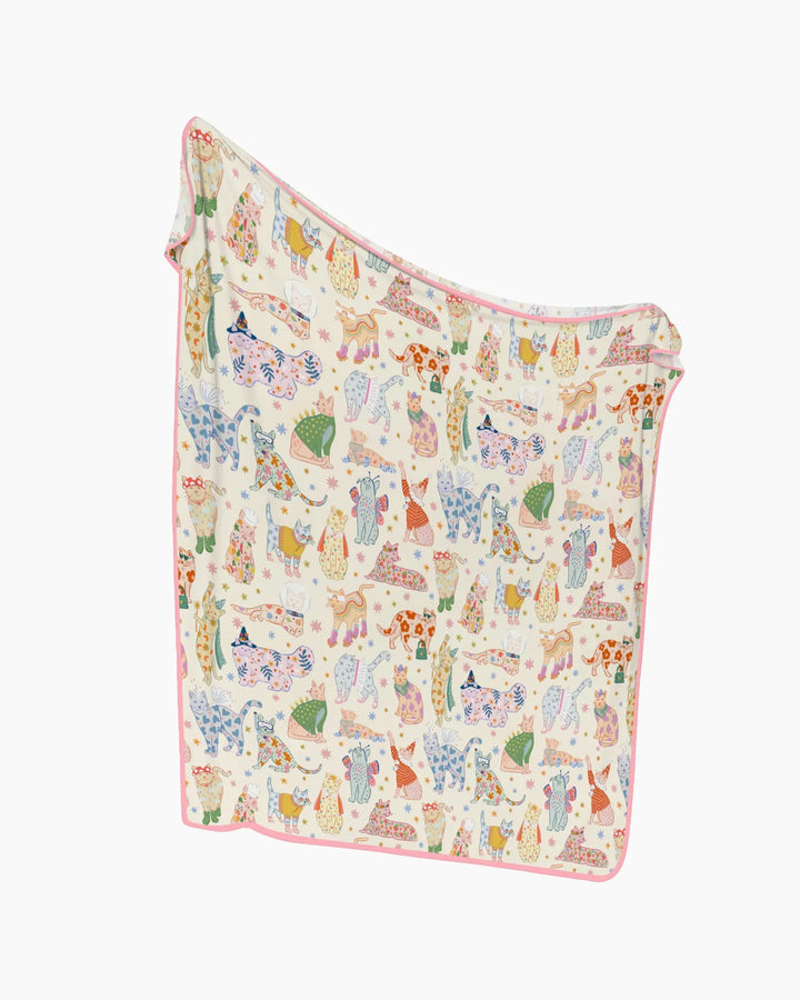 Whimsical Cat Parade Bamboo Blanket