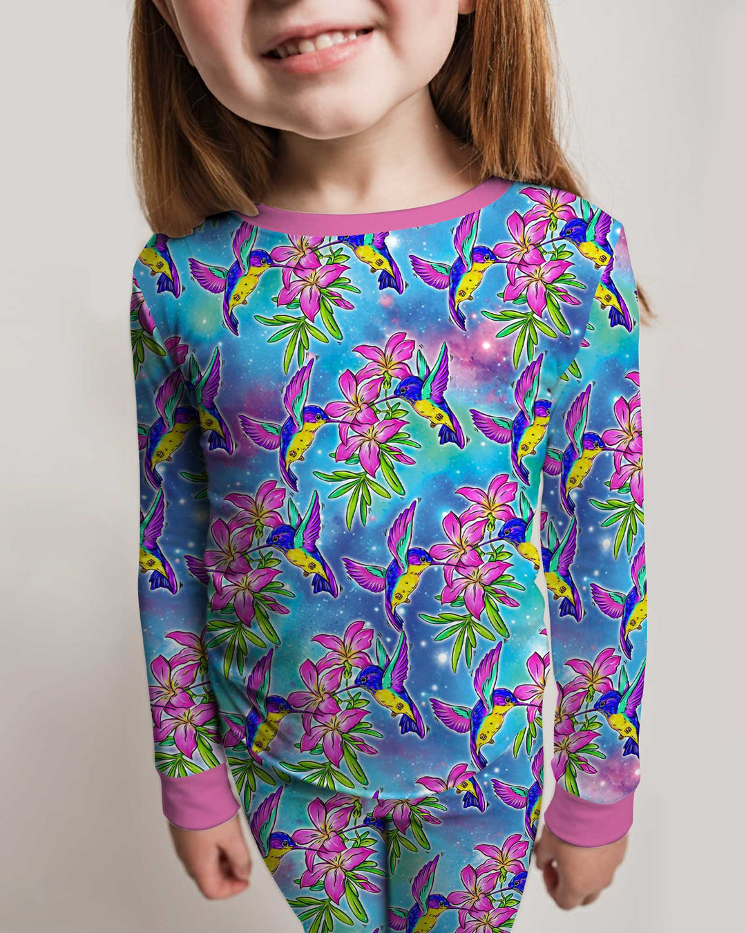 Floral Hummingbird Bamboo Two Piece Long Sleeve Pajama Set