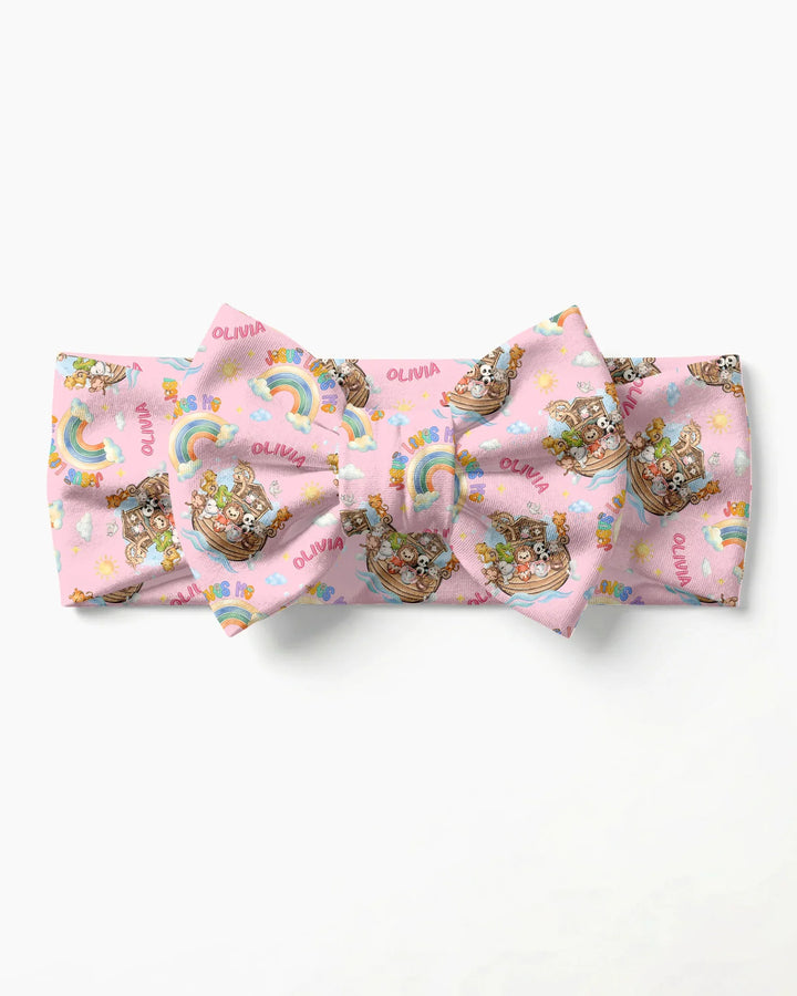 Custom Name Jesus Loves Me Noah's Ark Headband