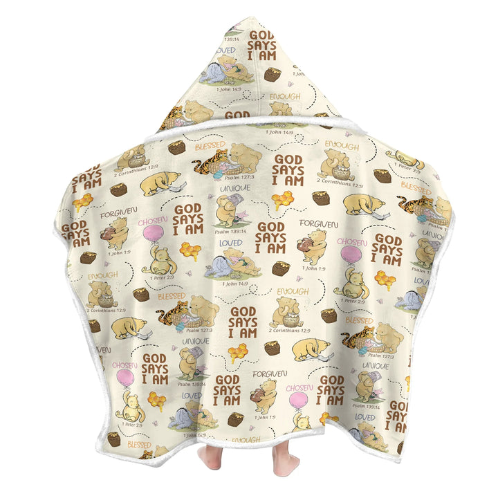 God Says I Am Little Blessings Bamboo Wearable Hooded Blanket