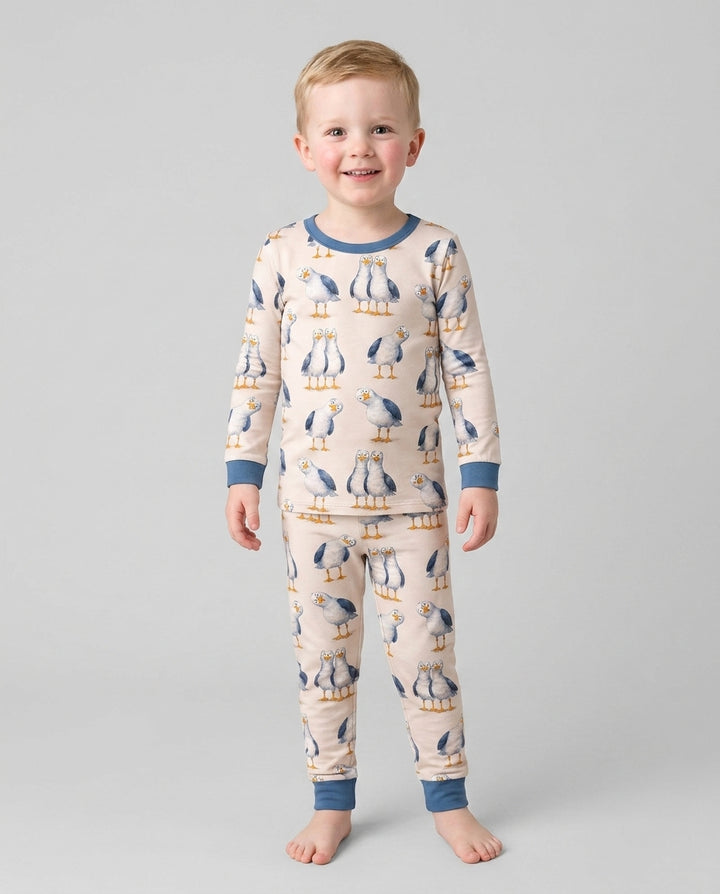 Goofy Seagulls Bamboo Two Piece Long Sleeve Pajama Set