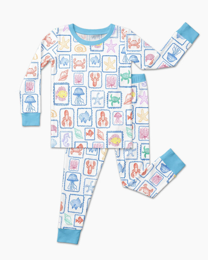 Coastal Treasures Family Matching Bamboo Two Piece Long Sleeve Pajama Set