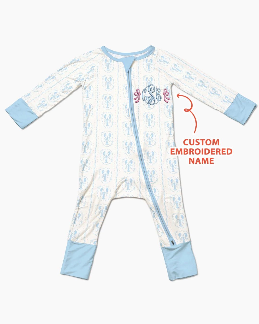 Custom Monogram Letter Embroidered Baby Bamboo Convertible Zippy