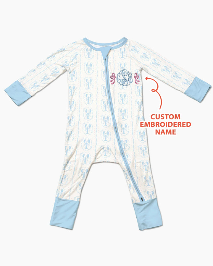 Custom Monogram Letter Embroidered Baby Bamboo Convertible Zippy