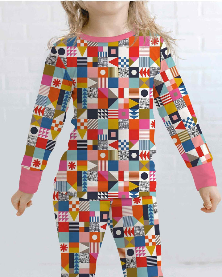 Playful Shapes Bamboo Two Piece Long Sleeve Pajama Set