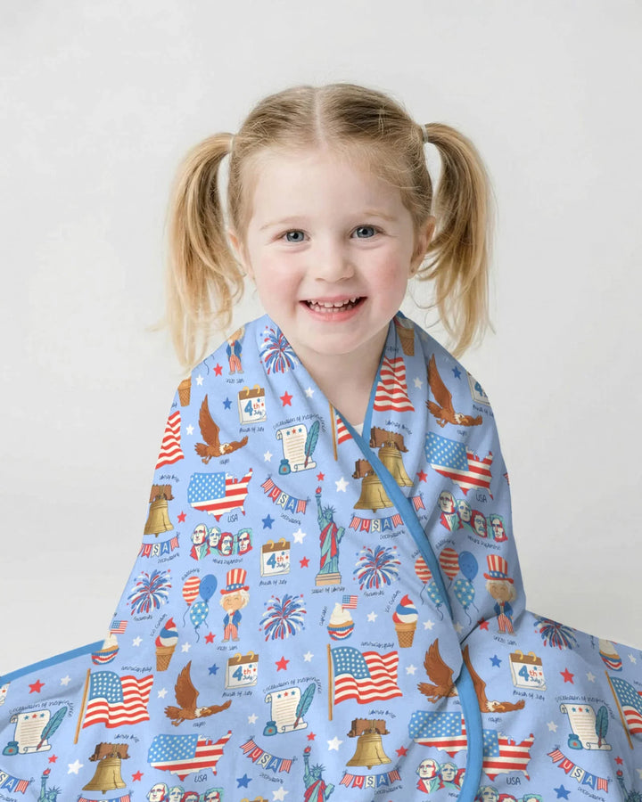 Hand Drawn Patriotic Iconic Bamboo Blanket