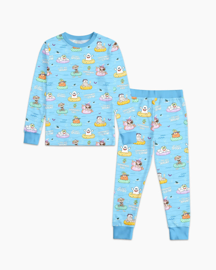 Summerween Cartoon Bamboo Two Piece Long Sleeve Pajama Set