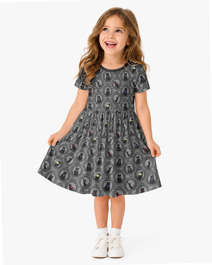Midnight Cat Parade Bamboo Twirl Dress