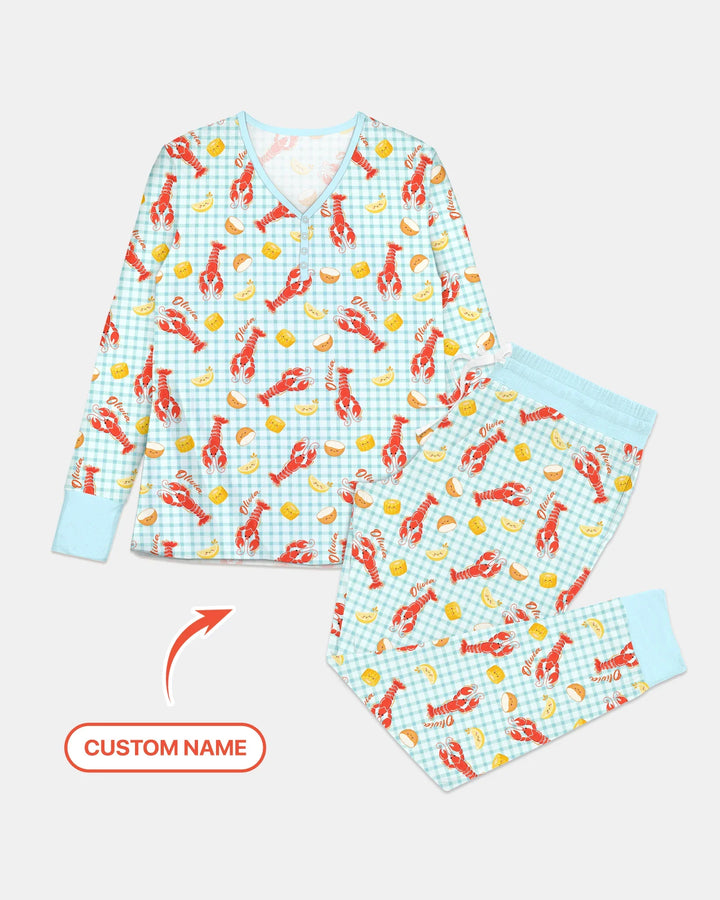 Custom Name Preppy Crawfish Season Bamboo Women Pajama Set