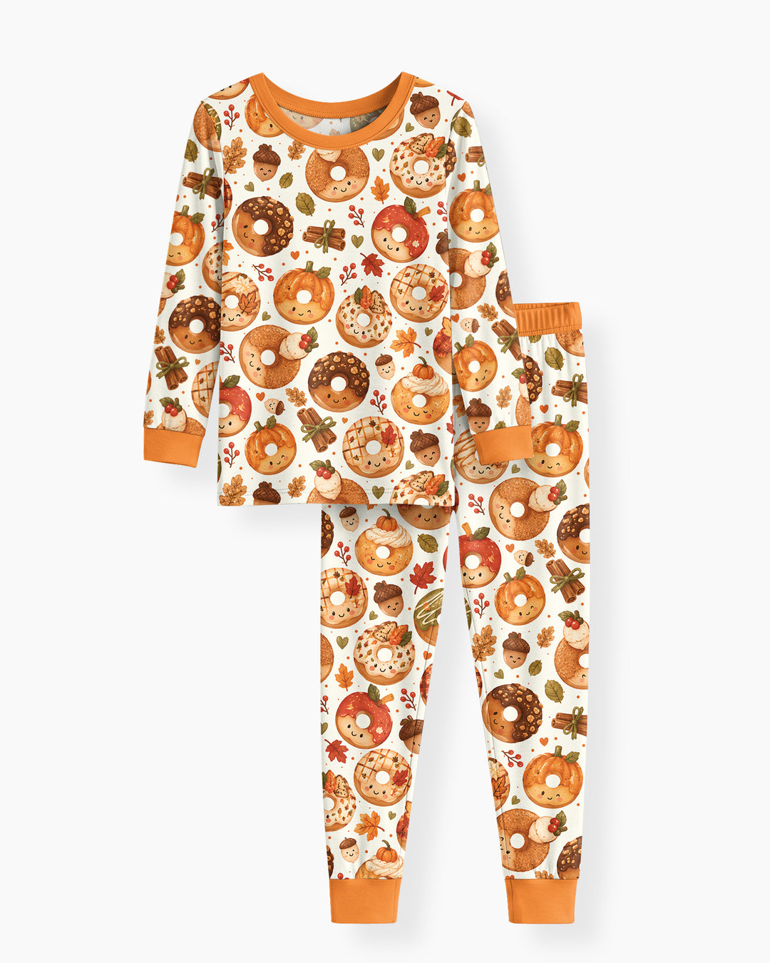 Cute Fall Donut Bamboo Two Piece Long Sleeve Pajama Set