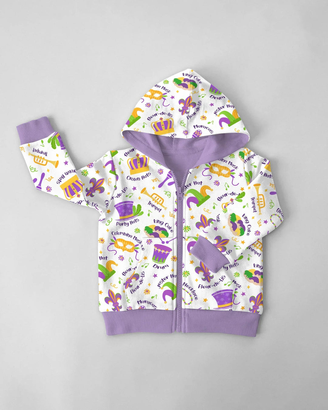 Mardi Gras Family Matching Bamboo Zip Hoodie