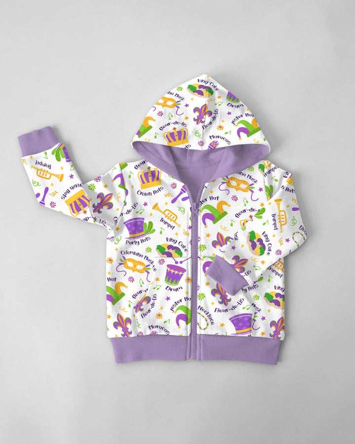 Mardi Gras Family Matching Bamboo Zip Hoodie