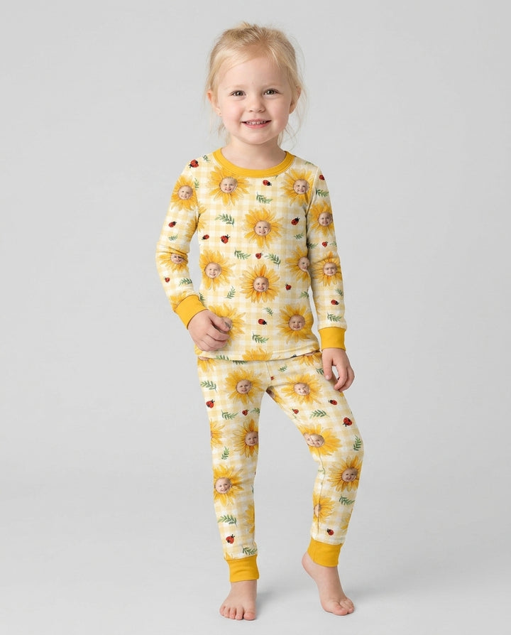 Custom Photo Be The Sunshine Bamboo Two Piece Long Sleeve Pajama Set