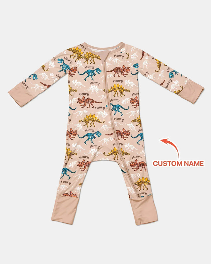 Dino Bones Parade Custom Name Bamboo Convertible Zippy