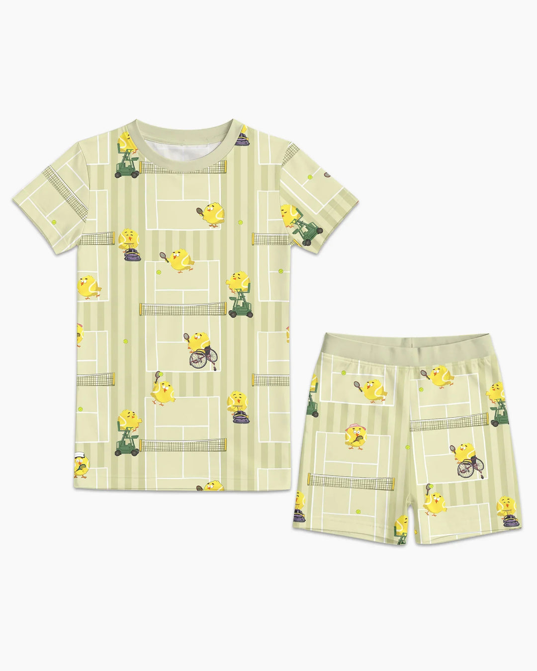 Tennis Bamboo Two Piece Short Sleeve Shorts Pajama Set