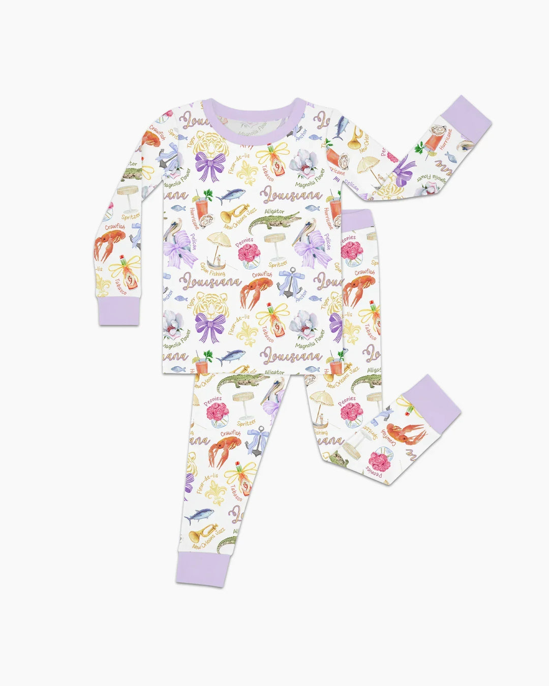 Louisiana Preppy Summer Bamboo Two Piece Long Sleeve Pajama Set