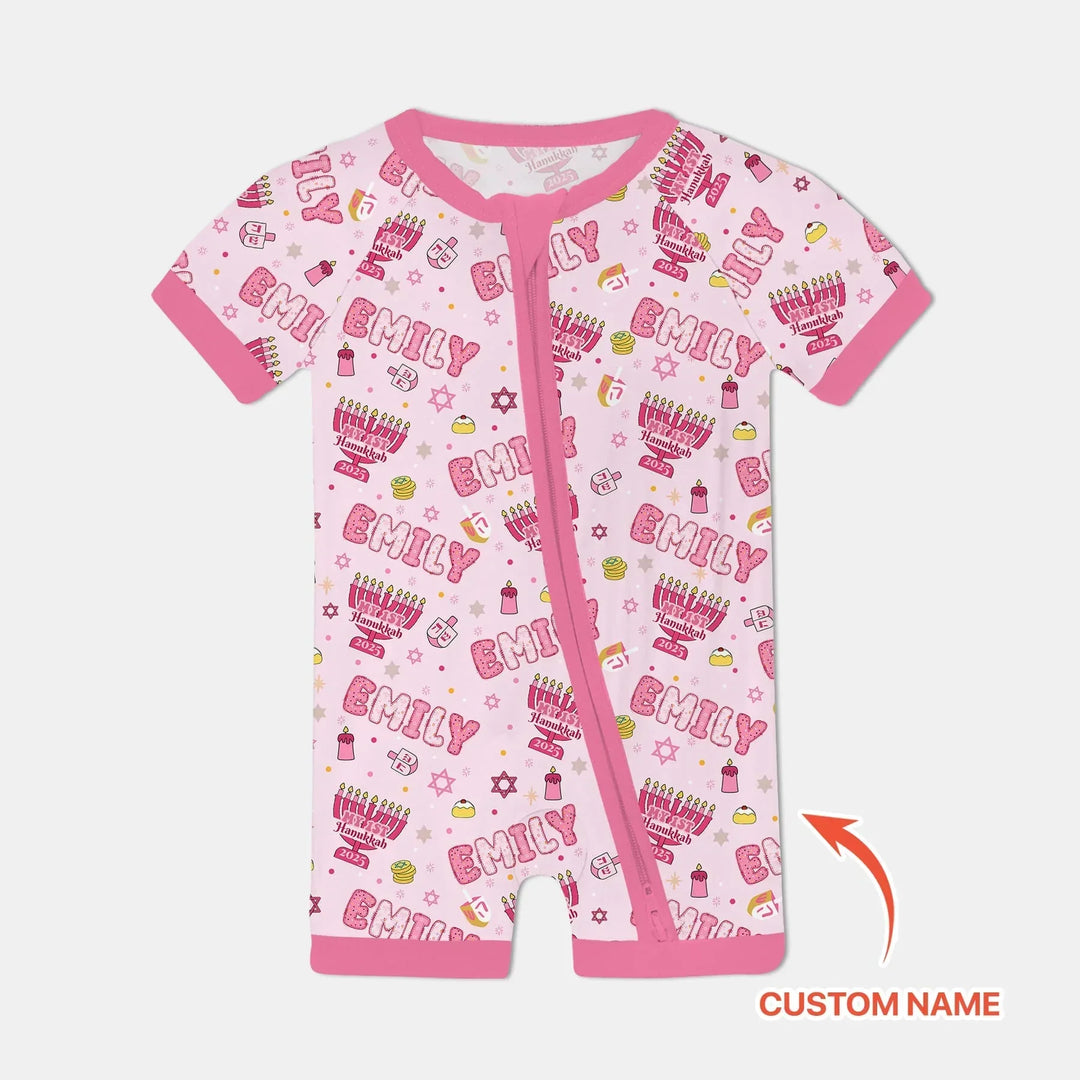 Custom name My First Hanukkah 2025 Bamboo Shorty Zippy