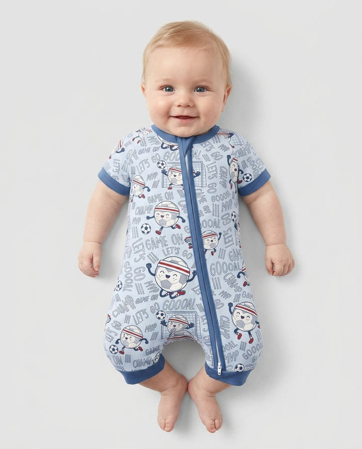 Happy Soccer Ball Family Matching Bamboo Shorty Zippy
