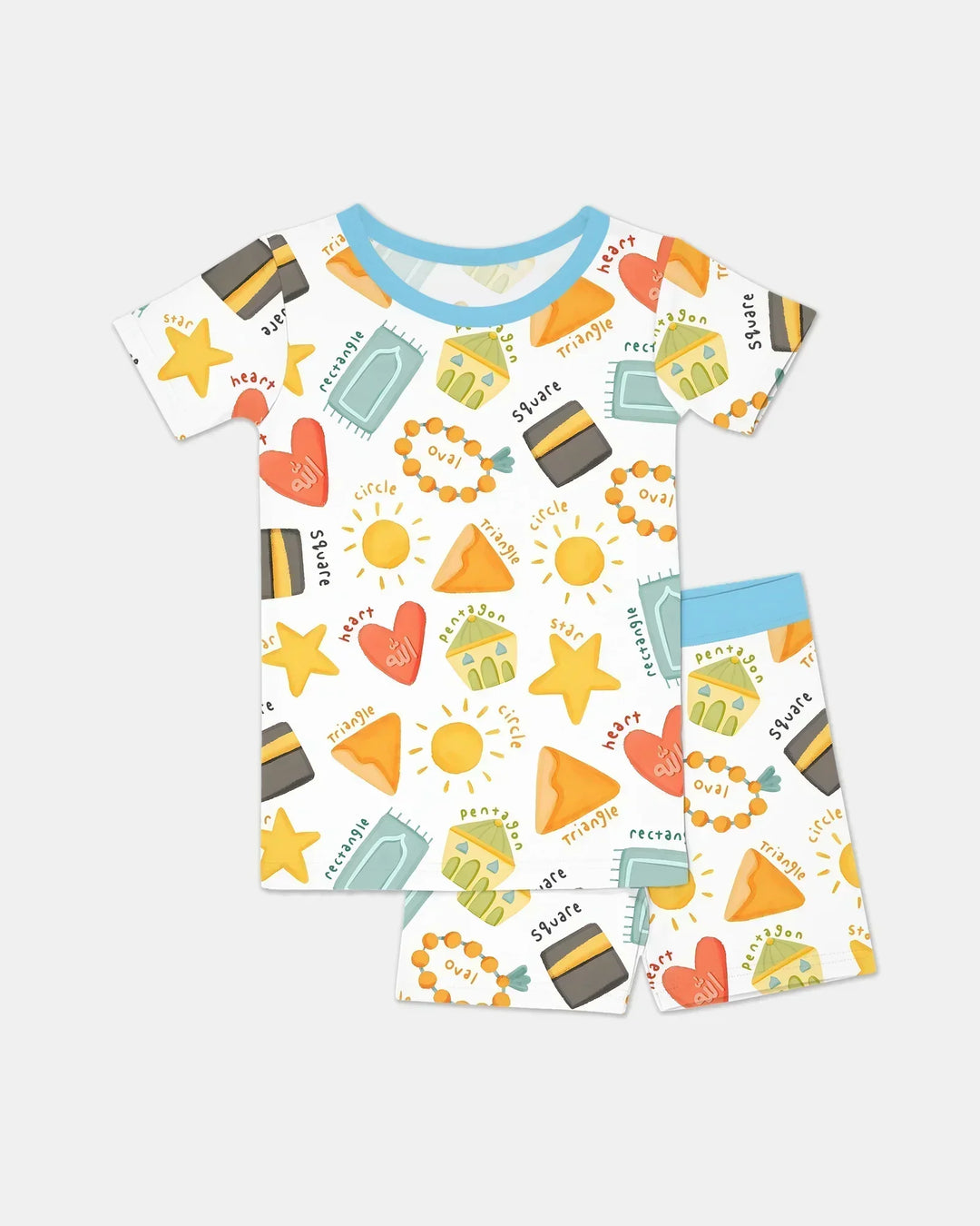 Islamic Shapes Bamboo Two Piece Short Sleeve Shorts Pajama Set
