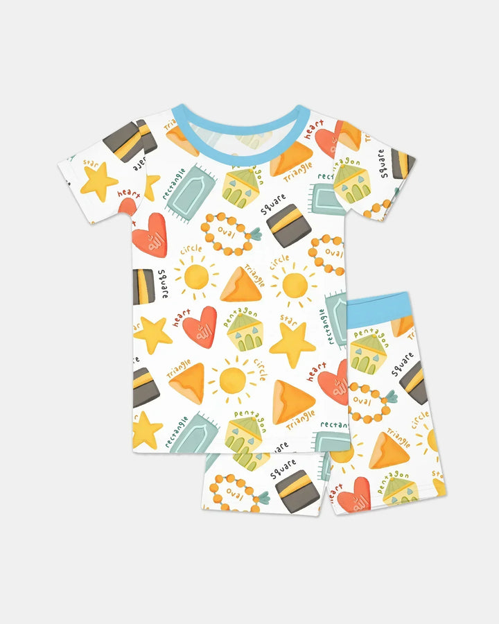 Islamic Shapes Bamboo Two Piece Short Sleeve Shorts Pajama Set