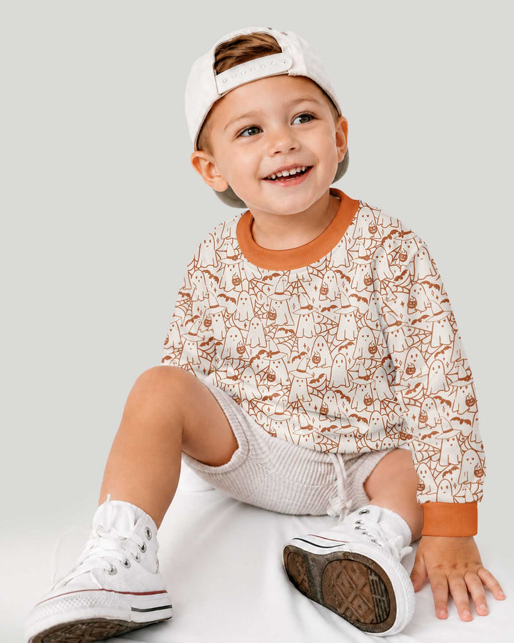 Boo Trick or Treat Ghosts Halloween Bamboo Crewneck Sweatshirt