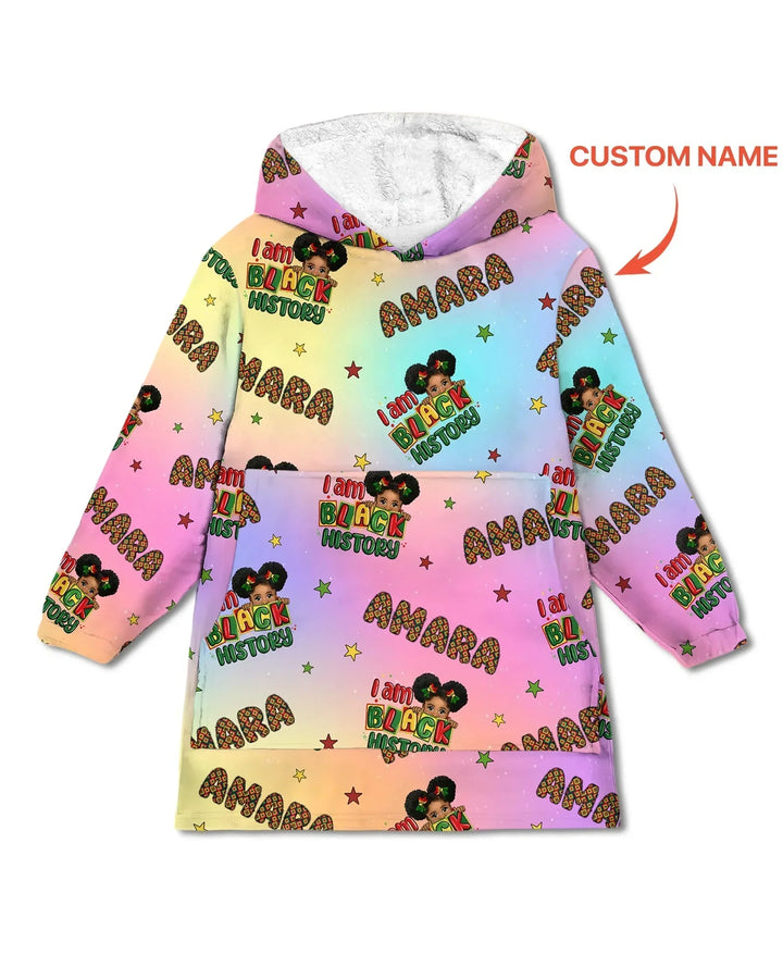 Custom Name I Am Black History Custom Bamboo Blanket Hoodie