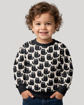 Moody Black Cats in Black and White Bamboo Crewneck Sweatshirt