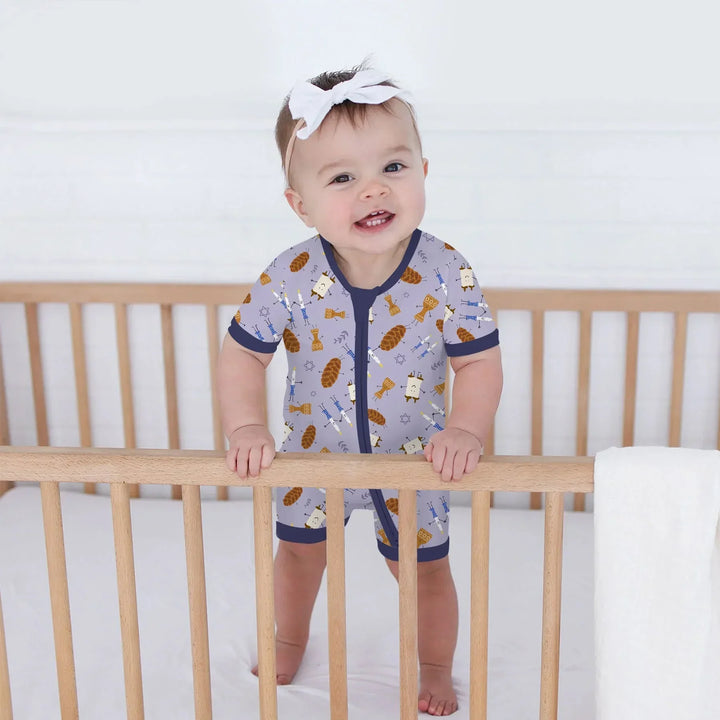 Shabbat Shalom Family Matching Bamboo Shorty Zippy