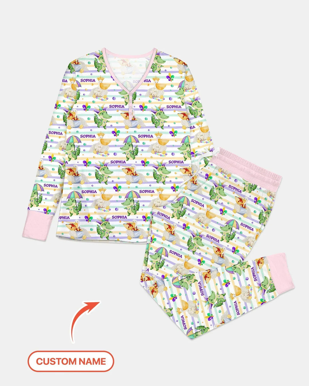 Happy Mardi Gras Adventure Family Matching Bamboo Women Pajama Set