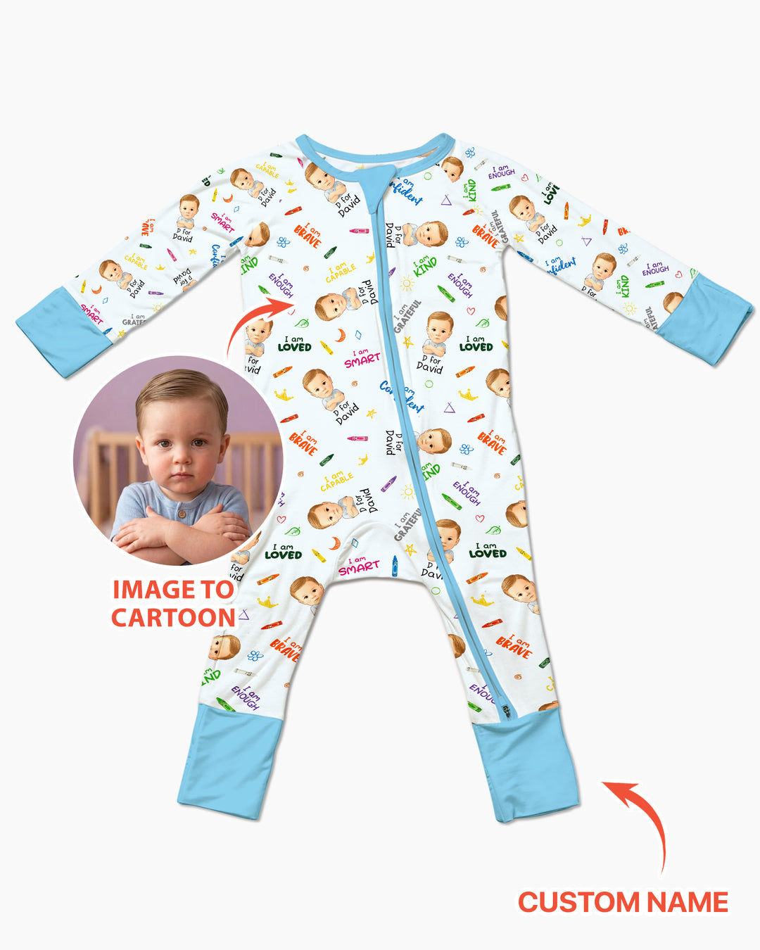 Kids Affirmations Custom  Bamboo Convertible Zippy