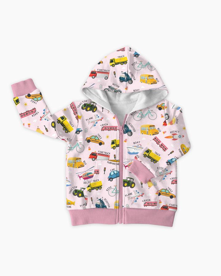 Vehicle Vocabulary Bamboo Zip Hoodie