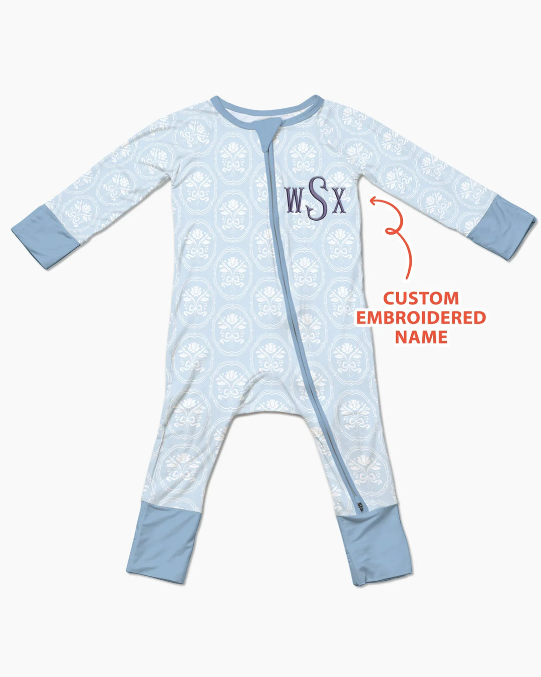 Personalized Floral Embroidered Baby Bamboo Convertible Zippy