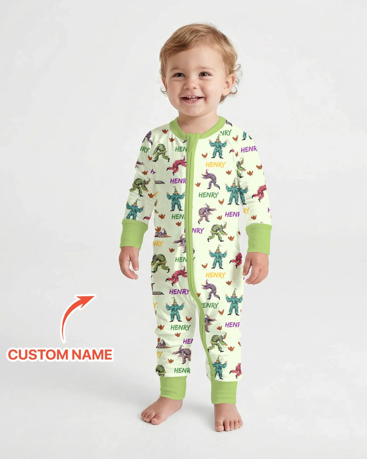 Custom Name Mardi Gras Chicken Chase Family Matching Bamboo Convertible Zippy