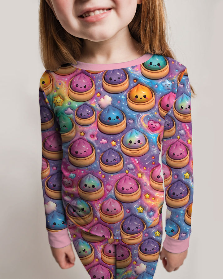 Kawaii Glitter Dumpling Bamboo Two Piece Long Sleeve Pajama Set